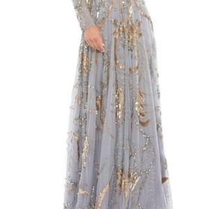 Elegant Gray and Gold Embellished Skirt